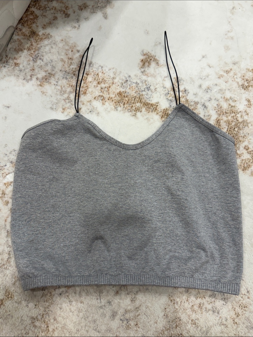 Free People Gray Cropped Cami with Thin Straps